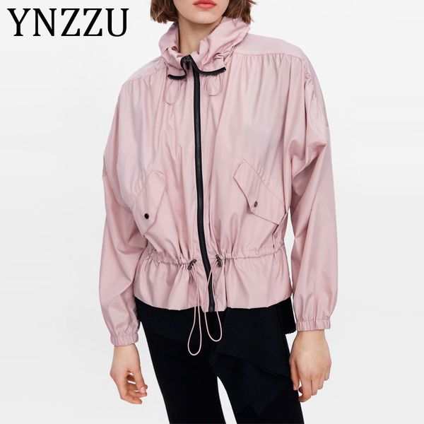 

ynzzu casual solid pink women's jacket sportwear 2019 new chic hooded long sleeve loose female sunscreen coat outwears ao980 c1106, Black;brown