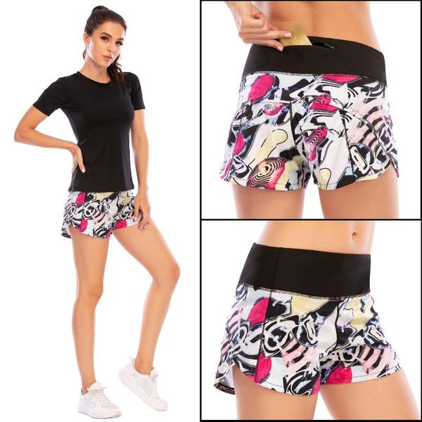 

quick-drying fitness anti-exposure lining sports running training zipper fitness yoga shorts female australia force 12010, Black;blue