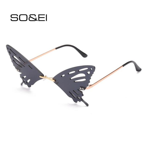 

sunglasses so&ei ins fashion butterfly shape women vintage clear ocean lens eyewear men hollow sun glasses shades uv400, White;black