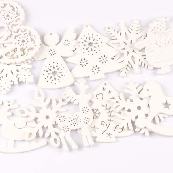 

christmas decorations 5pcs+1m rope tree ornament wooden hanging pendants snow angel star for home1