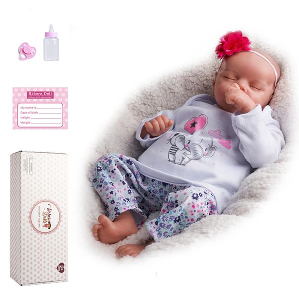 RSG Reborn Baby Doll 17 pollici Realistico neonato che dorme con gli occhi chiusi Baby morbido vinile bambola Reborn Baby regalo giocattolo per bambini LJ201031