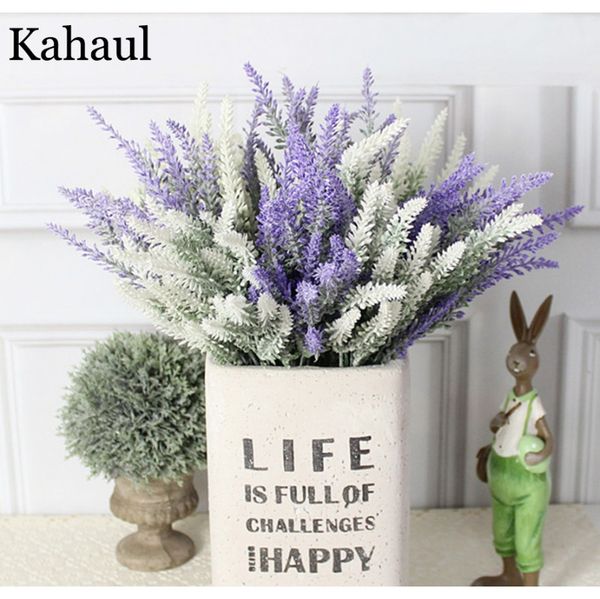 

лавандовые пластиковые искусственные цветы provence фиолетовый букет с зелеными листьями свадьба домашнего стола украшения поддельного цветк