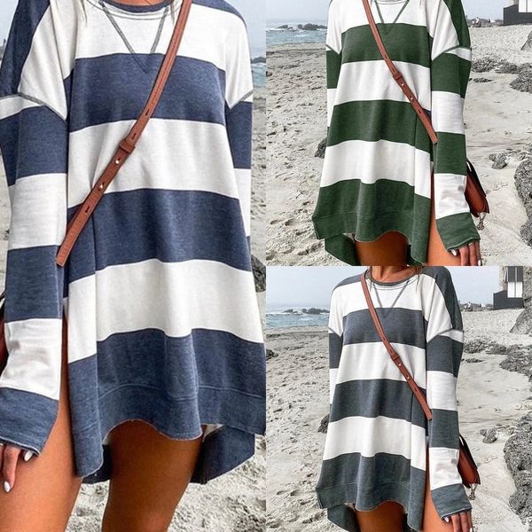 

qqvay 2020 women's printed positioning striped long sleeve side split positioning pulloversweater pullover 2020 printed women's sw, Black
