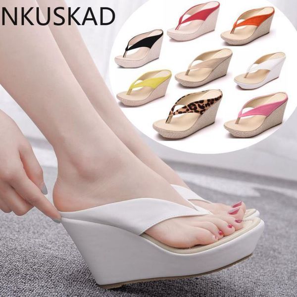 

crystal platform wedges sandals wedges flip flops high heel sandals slippers white beach bohemia flip flops pink1, Black