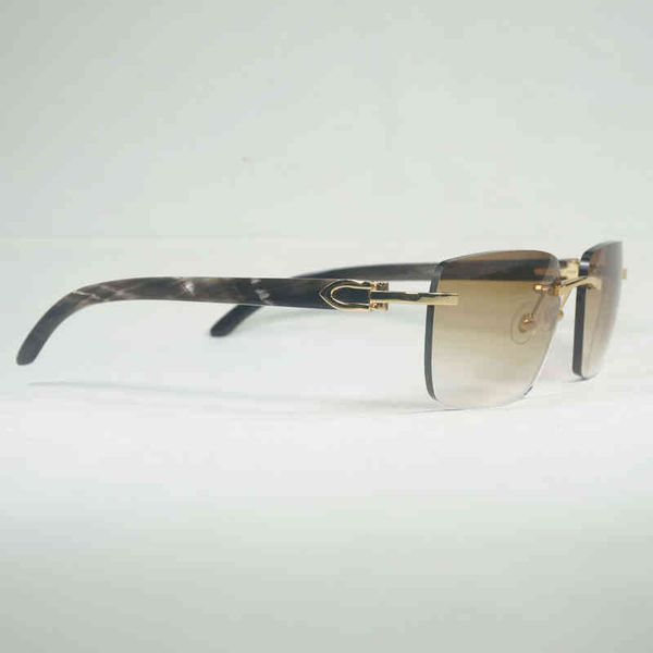

2022 factory wholesale new natural wood sunglasses men black white buffalo horn vintage rimless square glasses culos gafas accessories b, White;black