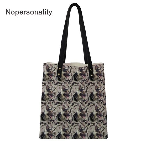 

nopersonality german shepherd print women pu leather tote bag ladies handbag portable shopping shoulder bag with small wallet