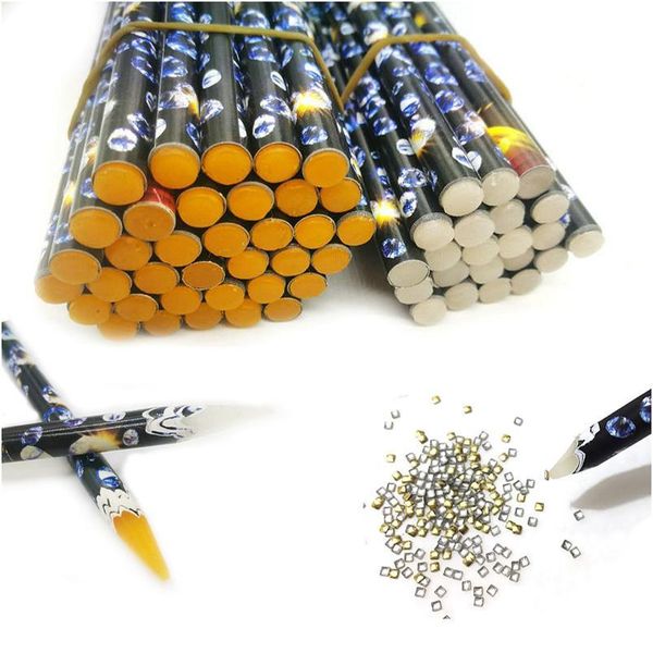 

1pcs diy profressional nail art dotting tool rhinestone gems crystal beads picking wax pencil dot gel pen decoration nai qylpqb, Silver