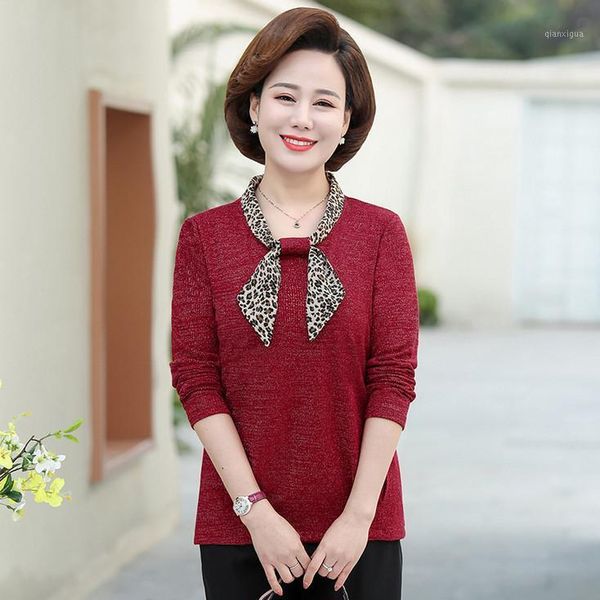 

long sleeve shirt middle age women spring autumn bottom shirt mother 1, White