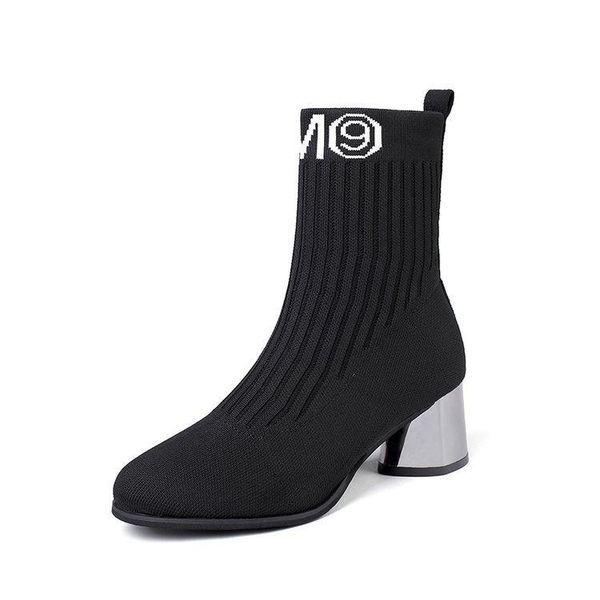 

black martin boots elastic cloth sock boots women women shoes autumn new korean wild high heels womens woman shoes