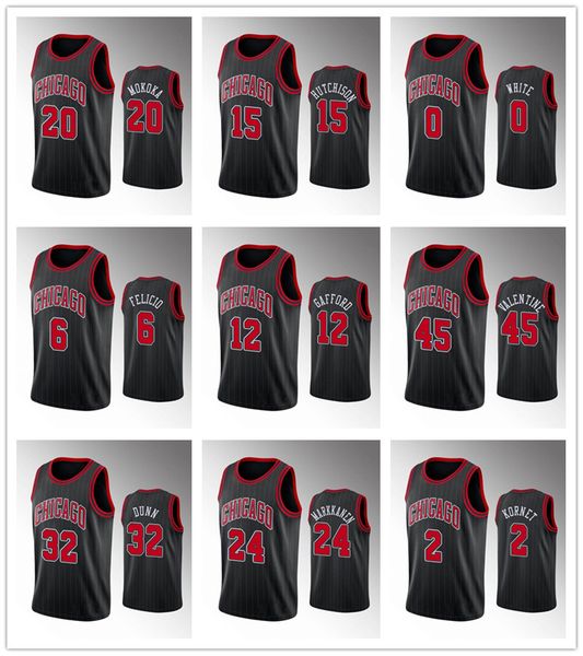 

чикаго быки мужчины nba wendell carter jr. otto porter jr. zach lavine coby white lauri markkanen черный баскетбол джерси, Black