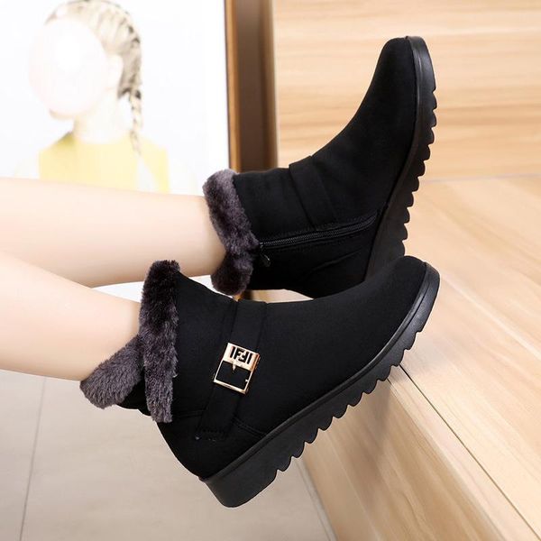 

women snow boots warm plush anti-slip 2020 winter ankle boots soft plush platform shoes woman botas mujer drop shipping sh1101, Black