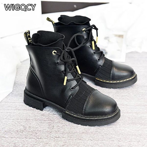 

2020 autumn new women's short boots lace-up martin boots women british style non-slip thick-soled comfortable women w389, Black