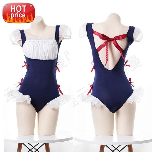 

japanese women maid cosplay lingerie erotic anime cosplay backless bodysuit anime sukumizu cute lolita underwear set #ms1s, Black;white