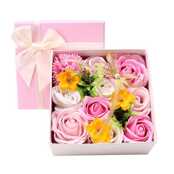 

1 pc square gift box simulated rose flower beautiful soap rose gift box