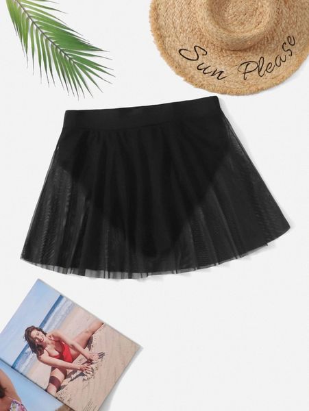 

plus pep hem skort bikini bottom b1kg#, Black