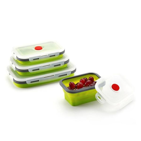 

6 colors floding lunch boxes food grade sile food storage containers student portable bento box 350ml/500ml/800m qylsgc ppshop01