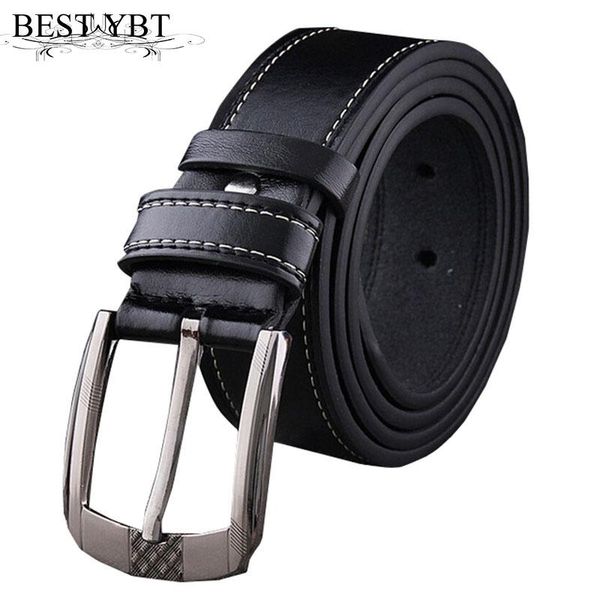 

ybt men imitation leather soft belt alloy pin buckle belt fashion student youth casual vintage jeans men business, Black;brown