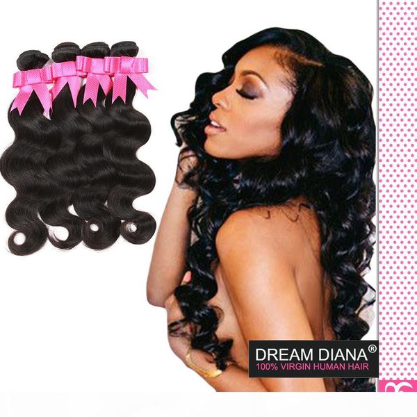 

королева продукты волос бразильской объемная волна естественного цвет волос девственница бразильской 4 связки extensiones de pelo humano бра, Black