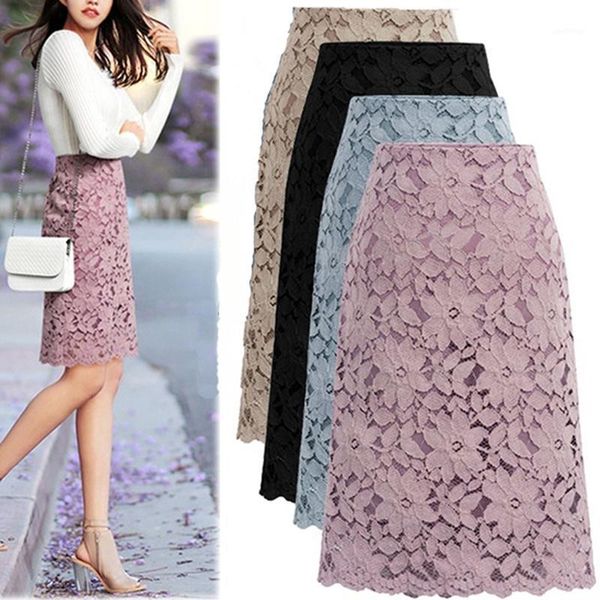 

women skirt plus size lace elegant office skirts women 2021 pencil bandage skirt for womens skirts knee-length high waist1, Black