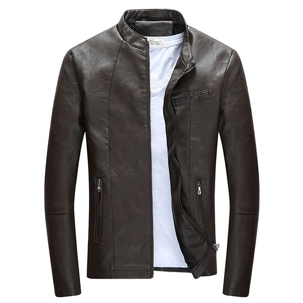 

brand motorcycle autumn and winter clothing men leather jackets male fashion outwear casual coats c1103, Black;brown