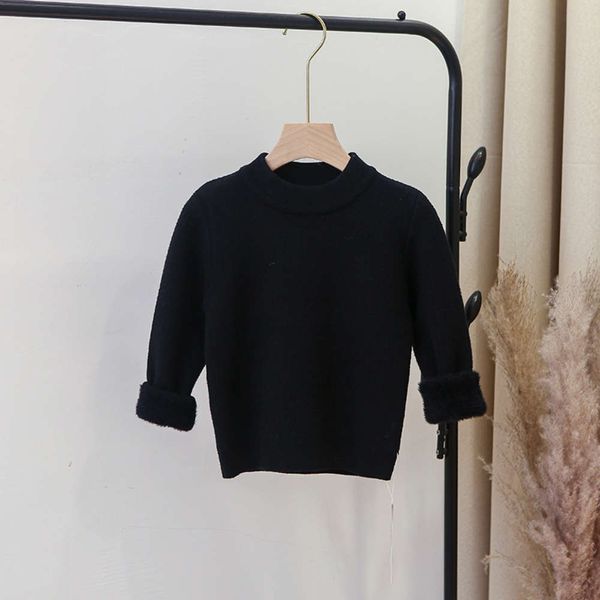 

children's new pullover winter korean autumn bottomed men's and women's foreign pure round neck knitted sweater plush ih4a, Blue