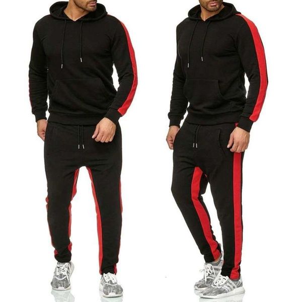 

men's casual sports suit fashion 2020 brand sweater solid color stripe, Gray