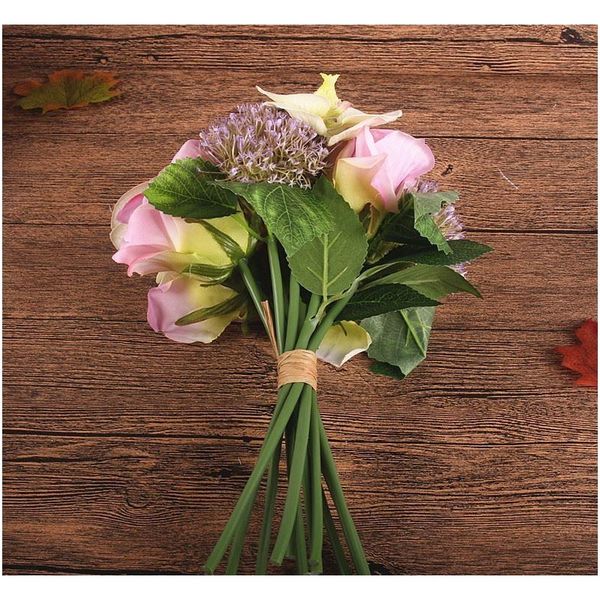

silk flower wedding bouquet rose orchid berry artificial flowers fall vivid fake leaf wedding flower bridal b sqcnlk bbgargden