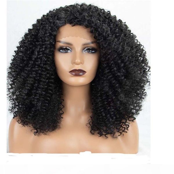 

afro kinky curly lace front wig pre plucked 100% vrigin brazilian human hair wigs for black women, Black;brown