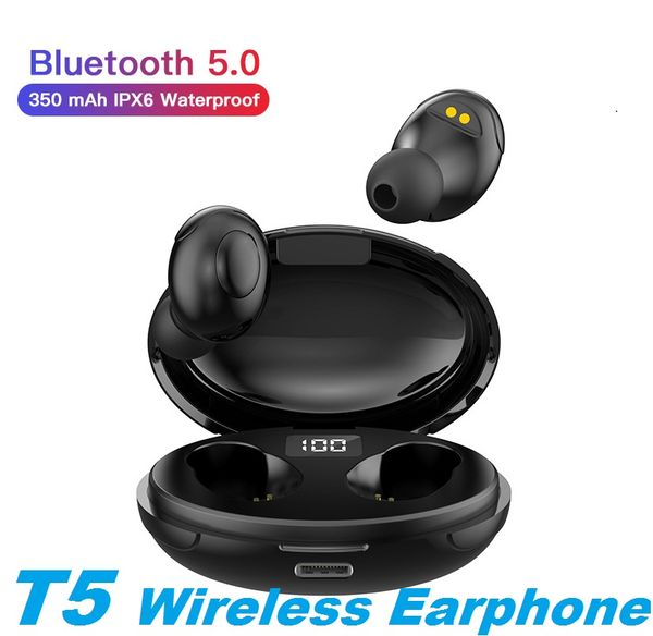 

wireless earphones bluetooth v5.0 t5 tws pk i12/i11/i9s tws wireless bluetooth earbuds headphone headset earphone with led display