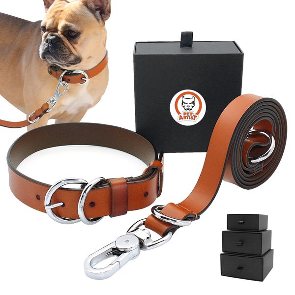 

real small, medium large dog collars and belts, brown, high quality