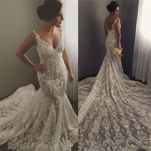 

2021 new vintage ribbon mermaid open mariee robe comes sweeping train custom-made wedding dress dressed as a 4cij, White
