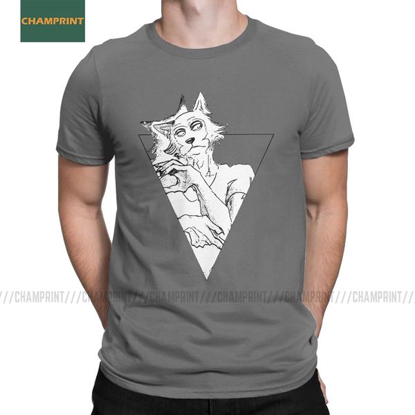 

men's beastars anime triangle animal wolf furry manga clothing novelty short sleeve plus size sport hooded sweatshirt hoodie men t shir
