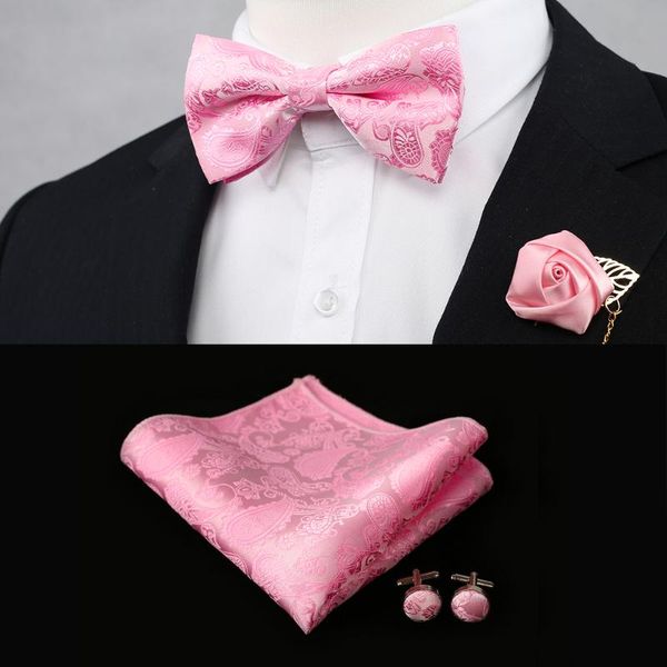 

bow ties tie set fashion for men mariage pocket squares solid color party butterfly business bowtie wedding handkerchief, Black;gray