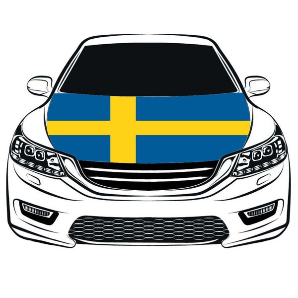 

sweden national flag car hood cover 3.3x5ft 100%polyester,engine elastic fabrics can be washed, car bonnet banner