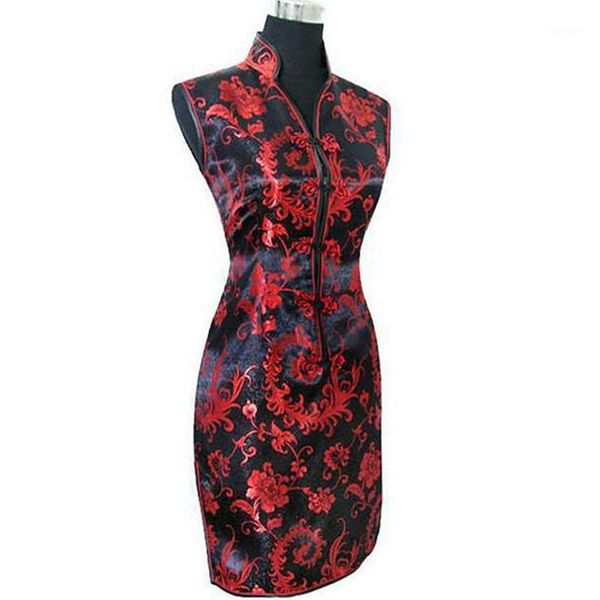 

casual dresses asian lady mini slim cheongsam elegant vintage print retro qipao chinese style business formal dress vetidos size s-xxxl, Black;gray