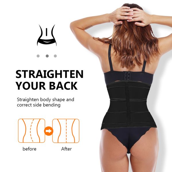 

waist trainer women thermo sweat belts for women waist trainers corset tummy body shaper fitness modeling strap waste trainer t200707, Black;white