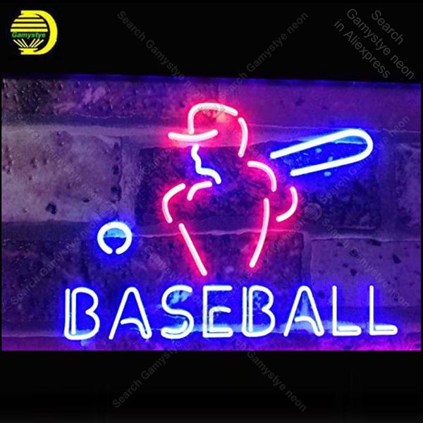 

neon sign for baseball sport man real glass tube neon bulb signboard decorate restaurant handcraft sign light up sign lampara