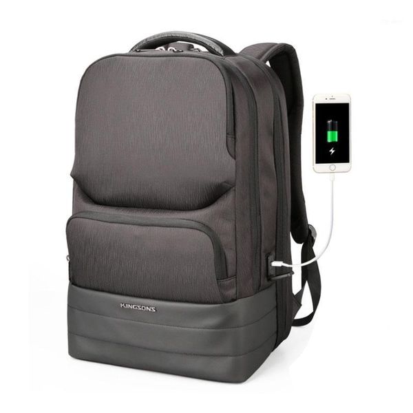 Rucksack Kingsons Multifunktions 15 Zoll Laptop Rucksäcke Für Männer Wasserdichte Business Männlich Mochila Mode Schwarz USB Reisetaschen1