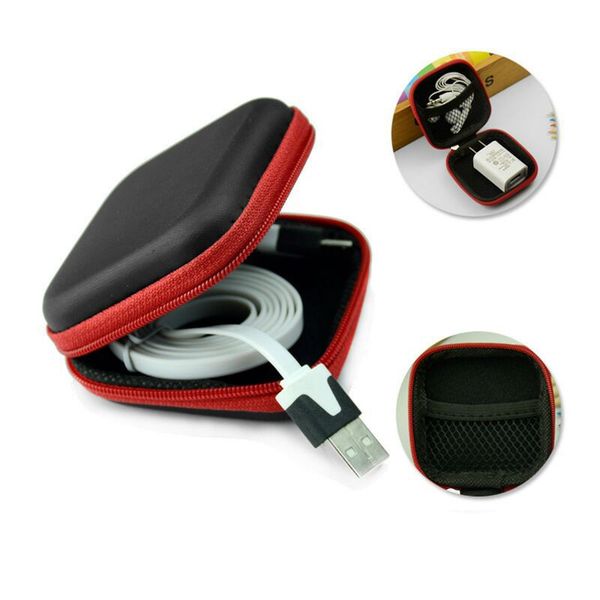 

portable earphone storage bag phone cable charger storage box 7 colors headphone protective case dhl ing