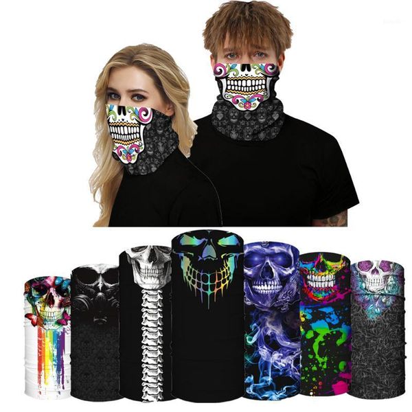 

1pc skull printed neck tube ski scarf balaclava motorcycle cycling bicycle anti-uv anti-dust headwear outdoor ride neck mask1, Black