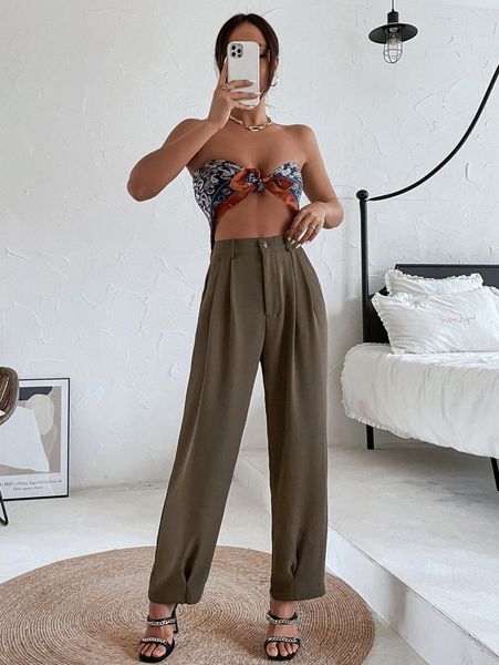 

fold pleated slant pocket pants s17s#, Black;white