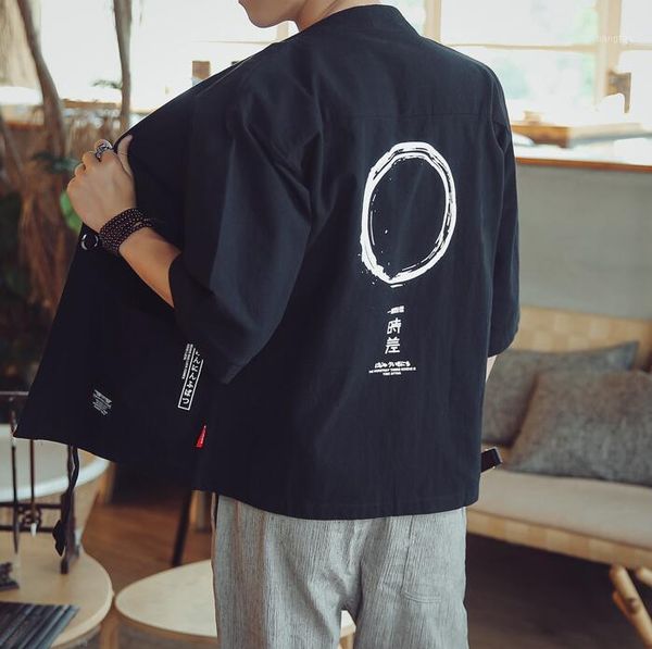 

summer vintage cotton linen kimono jacket for men plus size 5xl thin sunscreen cardigan kimono coat half sleeve outerwear1, Black;brown