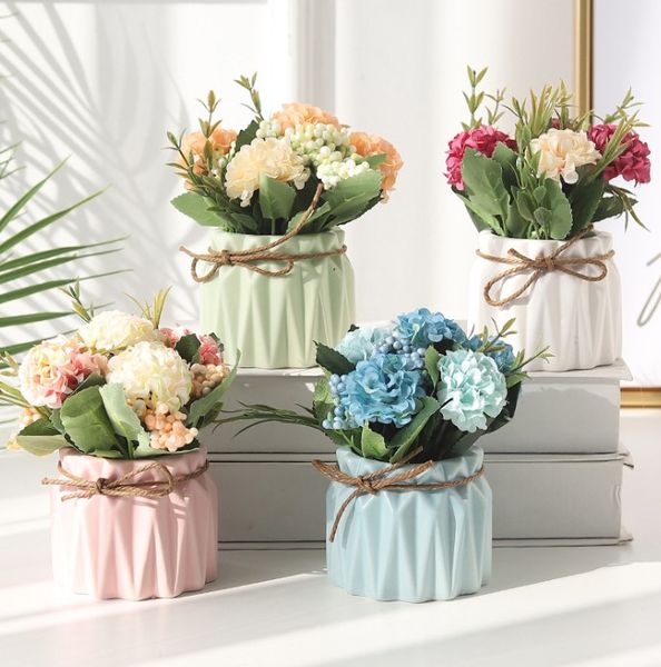 

european style simulation hydrangea plant potted artificial flower bonsai decoration creative home table decoration wedding gift