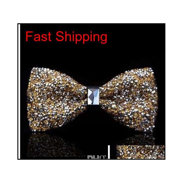 

new bow tie crystal bling butterfly knot for men wedding banquet feast club party qylurd new_dhbest, Black;gray
