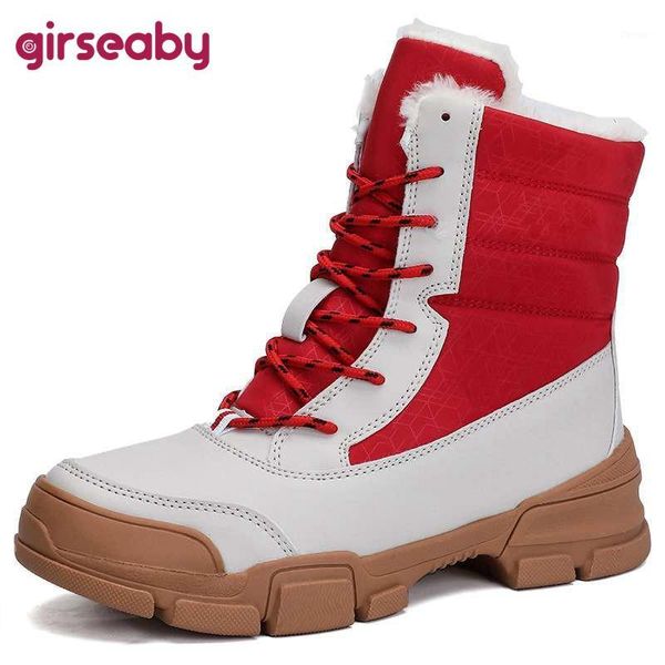 

boots girseaby 2021 winter high-women's shoes students skating snow tide cotton thick fur botas mujer1, Black