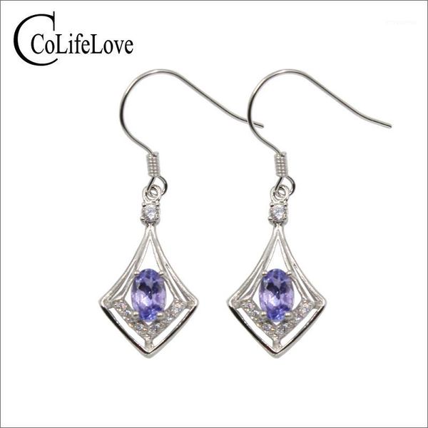 

100% natural vs tanzanite drop earrings for wedding 4 mm * 6 mm oval cut tanzanite earrings solid 925 silver gemstone jewelry1
