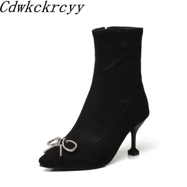 

autumn and winter new style fashion sweet bow over knee boots black thin leg comfortable keep warm women boots size 34-48