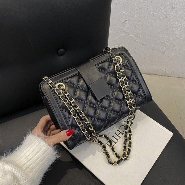 

small black pu leather crossbody bag for women 2020 winter chain designer shoulder handbags women's trend hand bag
