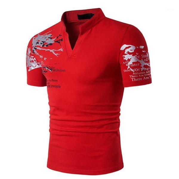 

men shirt brand summer new men polos short sleeve fashion print casual business work tee 1, White;black