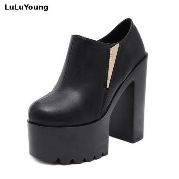 

boots british 14cm high heel autumn models block women ankle booties, Black